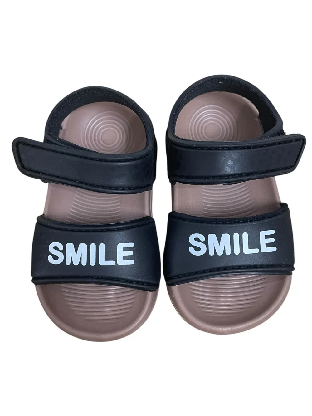 Toddler Sandals Size 20 Smile Black Brown Adjustable Strap